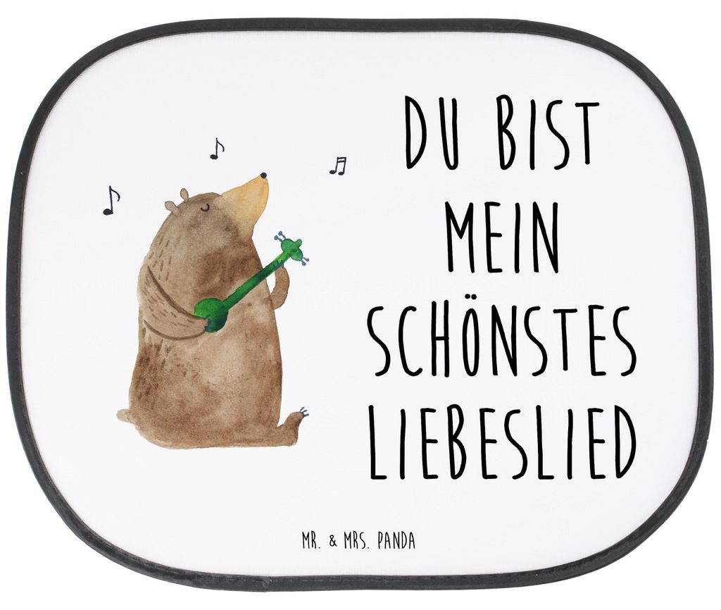 Mr. & Mrs. Panda Auto Sonnenschutz Bär Lied - Weiß - Geschenk, Frau, Teddy, Sonnenblende, Partner, Valentinstag, für, Herz, Hitzeschutz, Seitlic...
