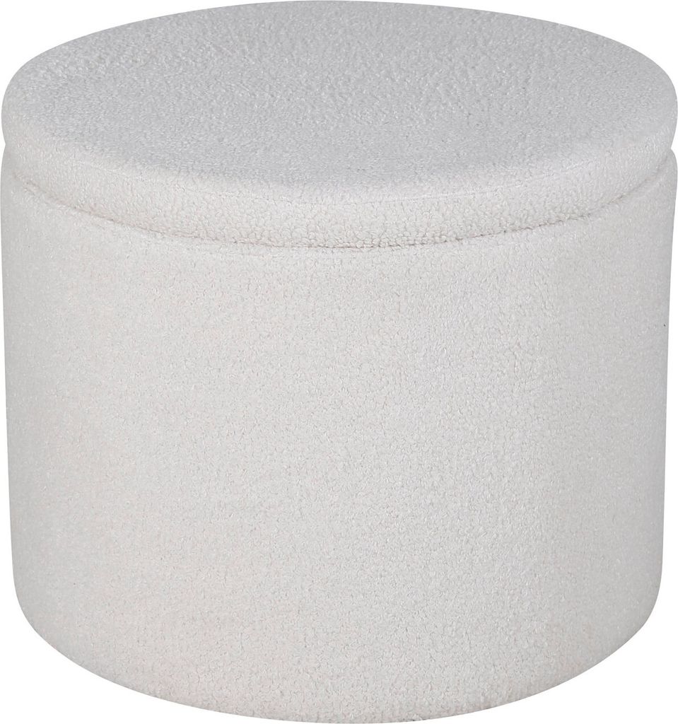 Dunken Pouf, Hocker mit Aufbewahrung Ø51cm Teddystoff weiß. Produktbild 4