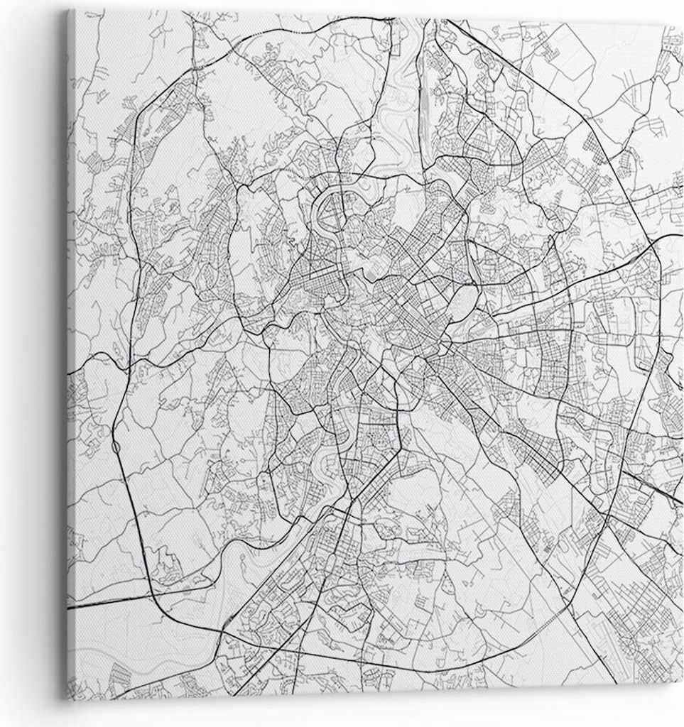 Bild auf Leinwand - Leinwandbild - Einteilig - Stadt Karte Rom - 70x70cm - Wand Bild - Wanddeko - Wandbilder - Leinwanddruck - Bilder - Wanddekorat...