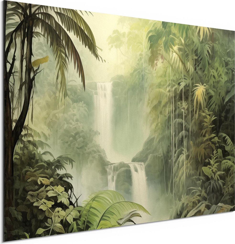 DEQORI Alu-Dibond Bild Weiß 60x40 cm 'Das grüne Paradies' Wandbild Metall dünn Design