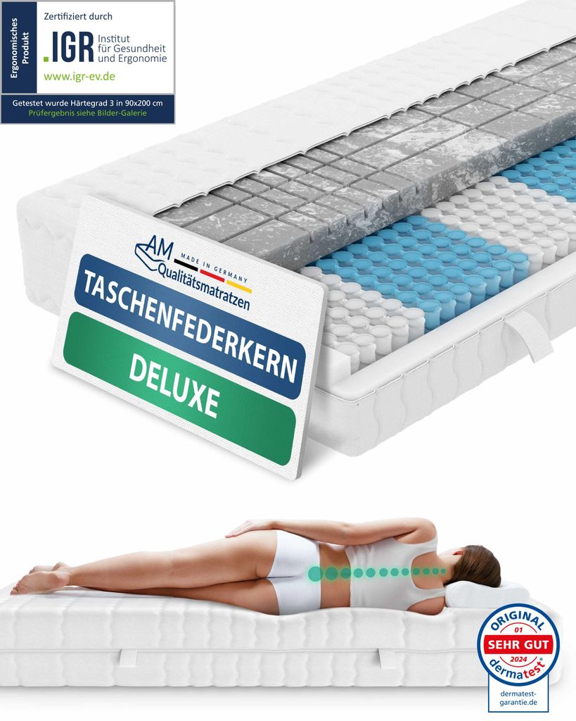 AM Qualitätsmatratzen | 3D Deluxe Taschenfederkernmatratze Produktbild 