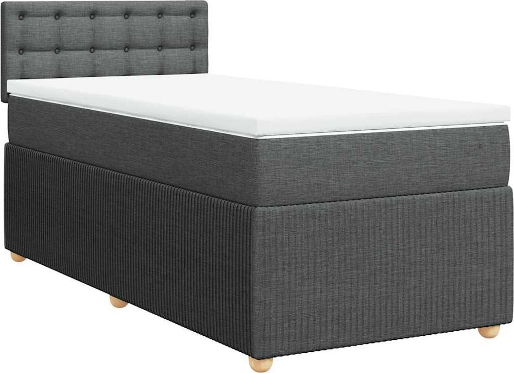 vidaXL Boxspringbett mit Matratze Dunkelgrau 90x200 cm Stoff