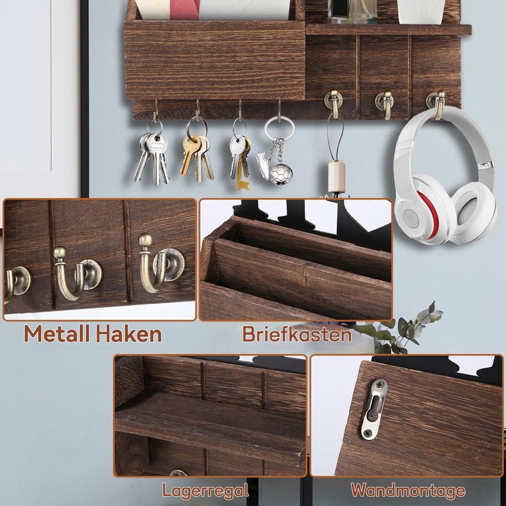 Schlüsselbrett, mit 7 Schlüsselhaken, Schlüsselhalter aus Produktbild 11