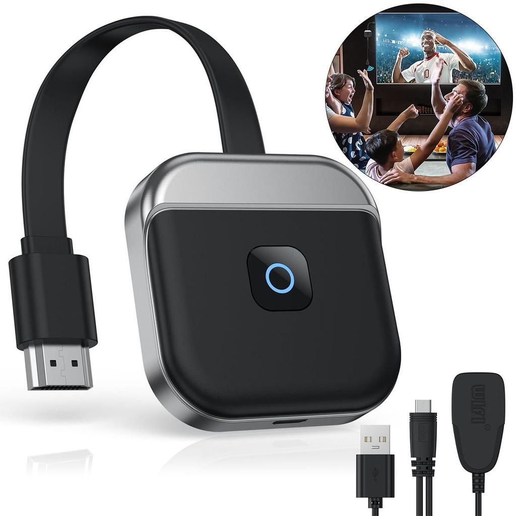 FIYAPOO Wireless HDMI Miracast Dongle 4K & 5G - Streaming Für iPhone/iPad/ Android/iOS/Windows/Mac Laptop, PC HD Fire Stick TV/Monitor/Projektor