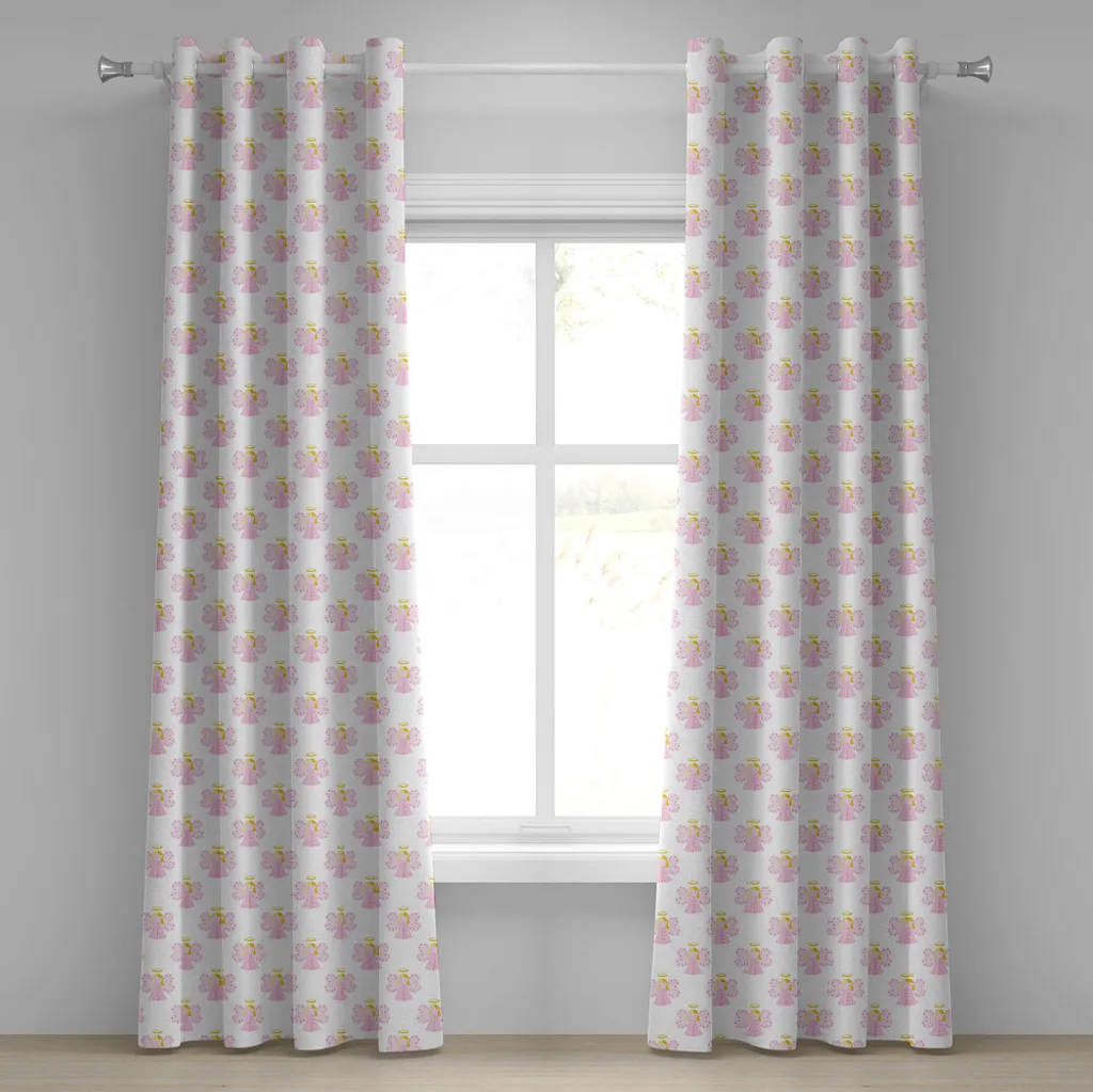 Rideau de chambre enfant ange et conte de fées, décoration 2 panneaux