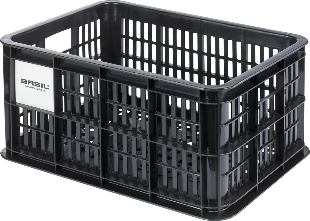 Caisse Vélo Plastique 17,5L Basil Crate S MIK - Fixation Stable Noire