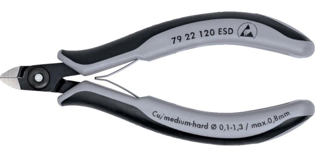 KNIPEX 79 22 120 ESD Präzisions-Elektronik-Seitenschneider ESD mit Mehrkomponenten-Hüllen brüniert 120 mm