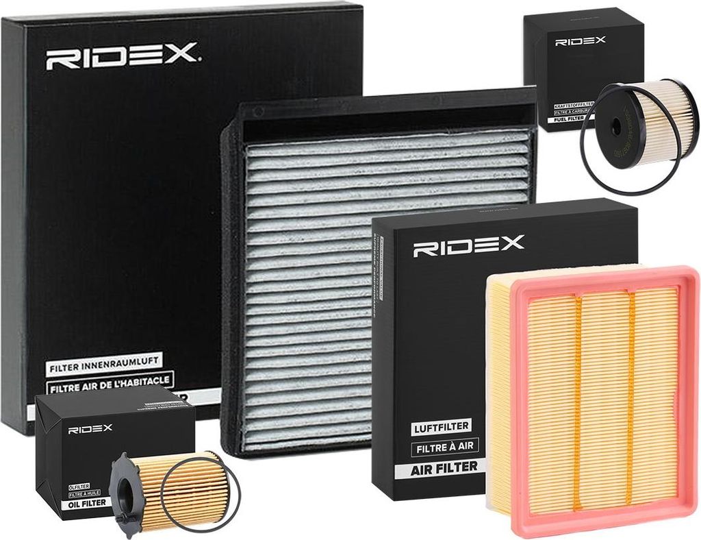 RIDEX Filterset Inspektionspaket Filtersatz passend für PEUGEOT PARTNER Kasten PARTNER Combispace (5F) PARTNER Kasten (5) für CITROËN