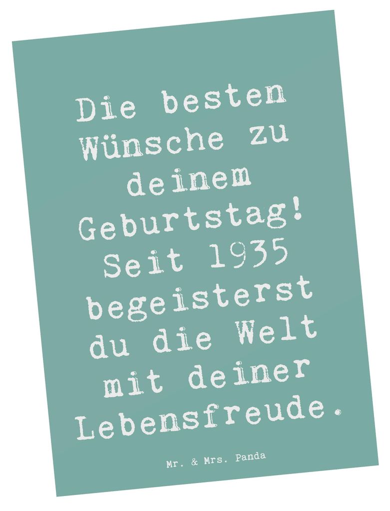 Mr. & Mrs. Panda Postkarte Spruch 1935 Geburtstag - Produktbild 