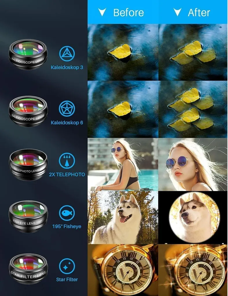 Objectif pour Téléphone Set Complet 10 Accessoires Macro et Grand Angle - 5