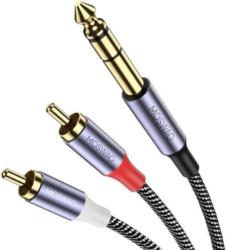 6,35mm auf Cinch Kabel, 6,35mm TRS zu Dual RCA Audio Kabel Y Splitter Kabel