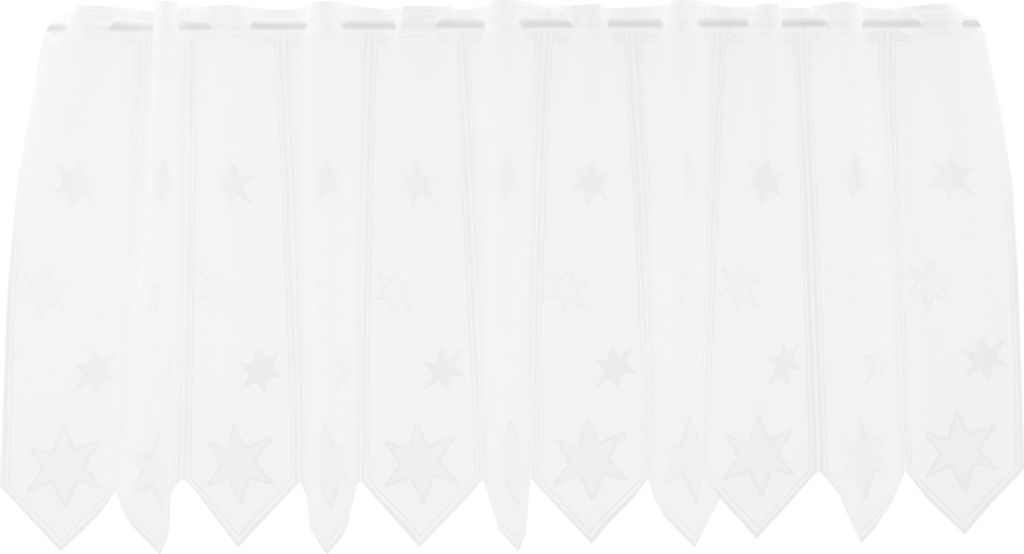 Gardinen Kranzusch Scheibengardine Sterne 60x56 cm H/B Weiß Bistrogardine Vorhang Küche 1er Pack