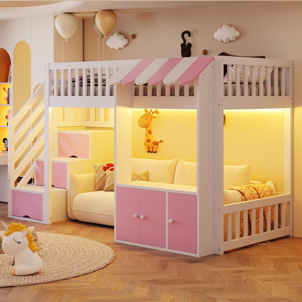 Lit superposé Merax 90 x 200 cm avec armoire de rangement, Image du produit 