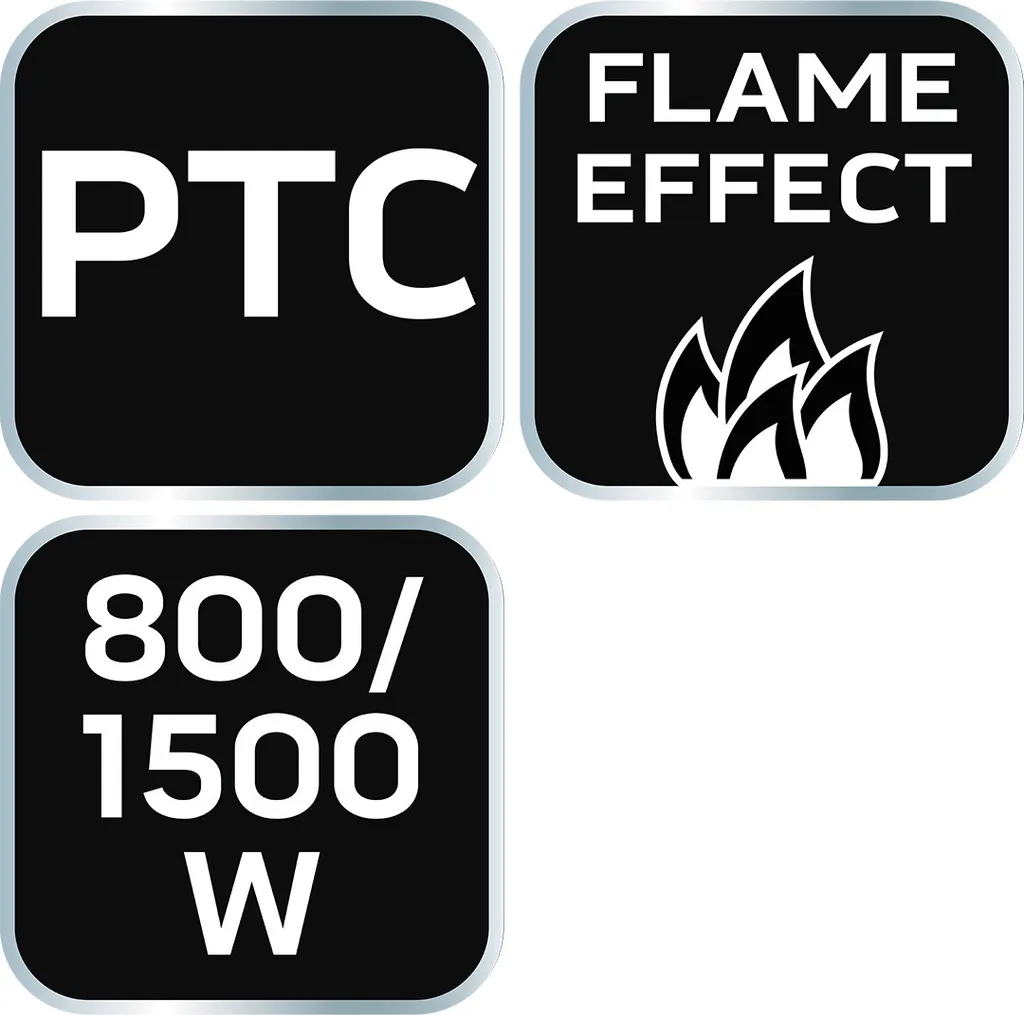 Cheminée électrique 1500W à puissance réglable avec effet flamme vive