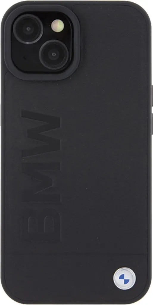 Custodia BMW iPhone 15 Plus MagSafe in Pelle Nera Timbro a Caldo - 3