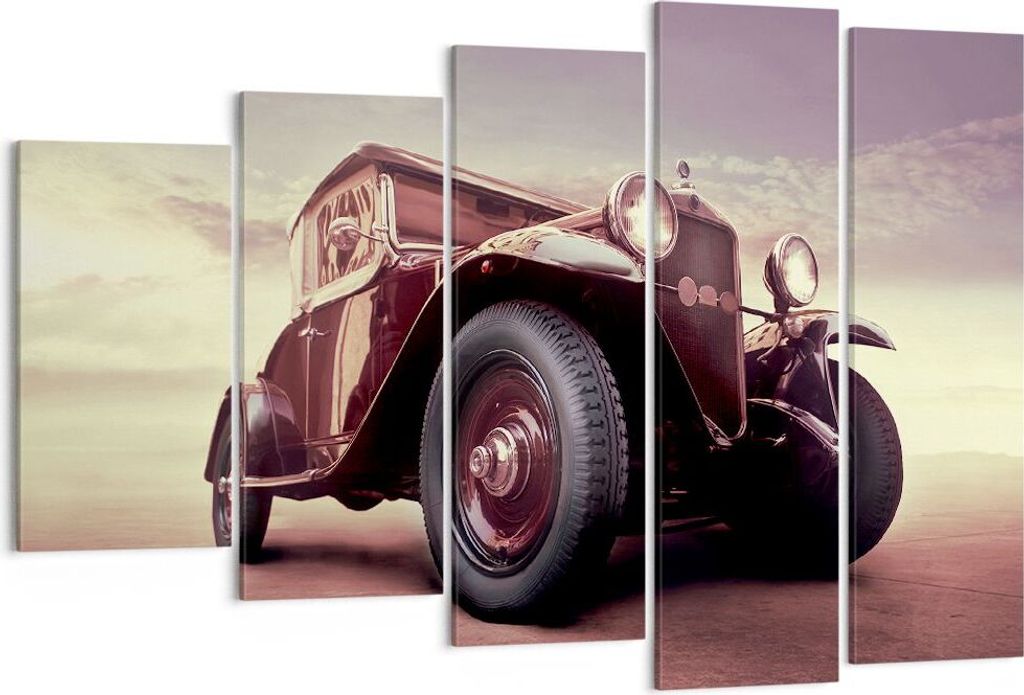 Bild auf Leinwand - Leinwandbild - Retro auto luxus alt - 150x100cm - Wand Bild - Wanddeko - Leinwanddruck - Bilder - Kunstdruck - Wanddekoration -...