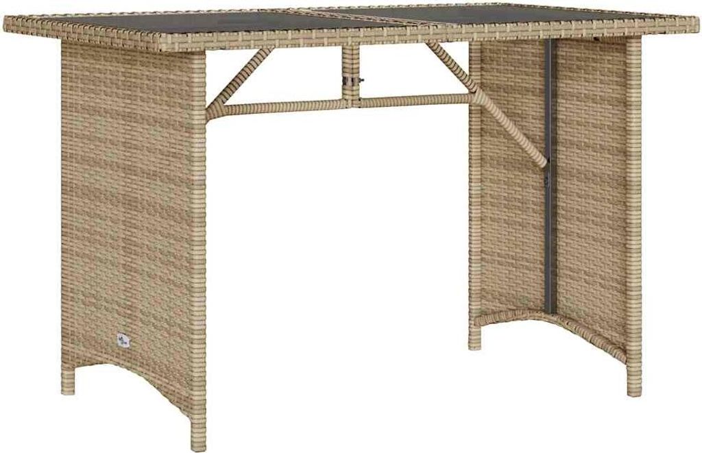 vidaXL Tavolo da giardino con piano in vetro Beige Immagine del prodotto 