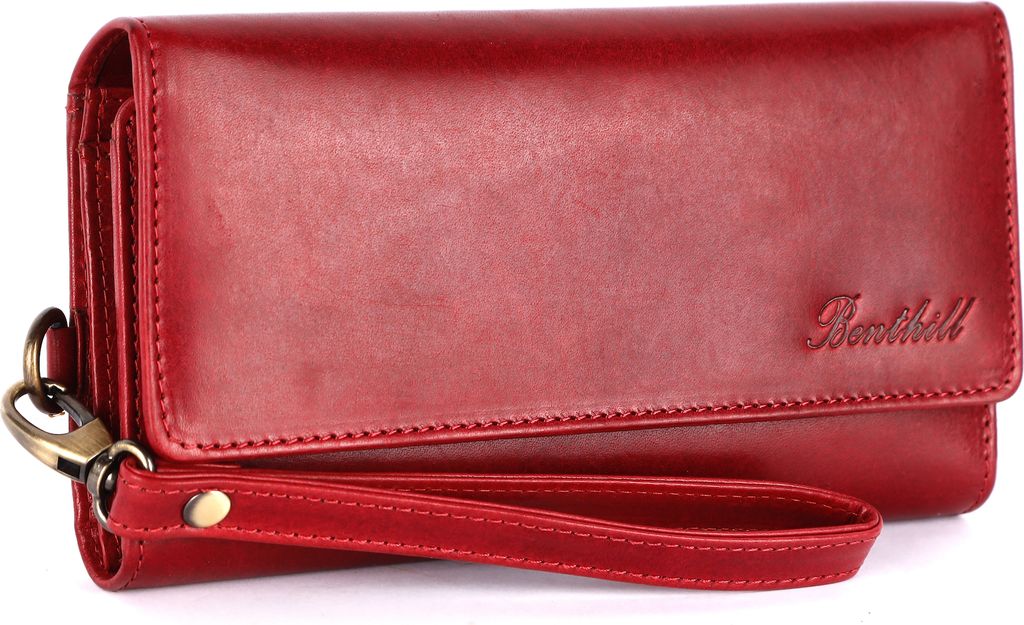 Benthill Geldbörse Damen Groß Echt Leder | Vintage Portemonnaie mit vielen Kartenfächer | Grosser Geldbeutel mit RFID Schutz inkl. Geschenkbox