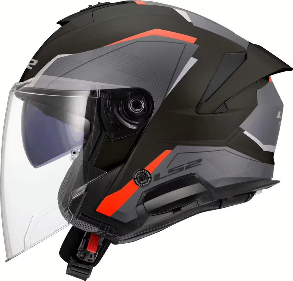 LS2 Jethelm OF618 Verso II Air Schwarz Grau Rot XXL