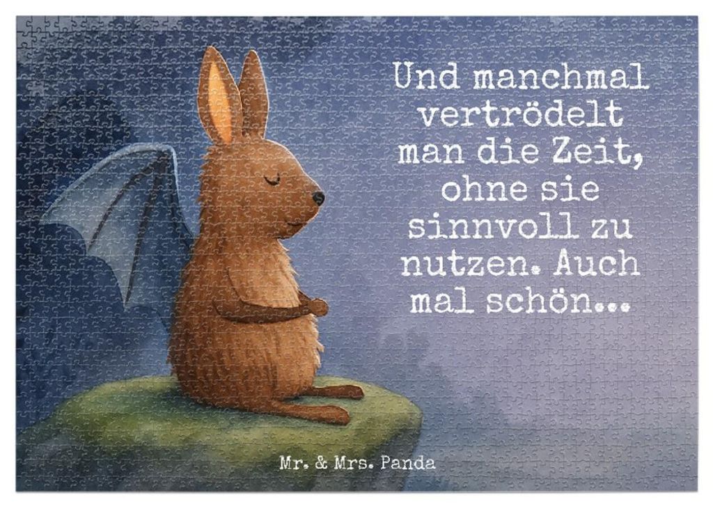 Mr. & Mrs. Panda Puzzle Fledermaus Sitzen Design 1500 Teile - Weiß - Geschenk, Motivation, 500, Entspannen, Fledermäuse, 1000, 2000, Lustige Spr...