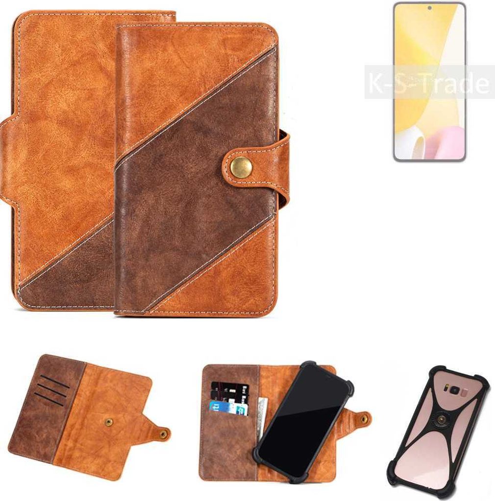 K-S-Trade Handyhülle Schutzhülle Bookstyle Case Wallet-Case kompatibel mit Xiaomi 12 Lite Cover Klapphülle Kantenschutz Smartphone dunkelbraun