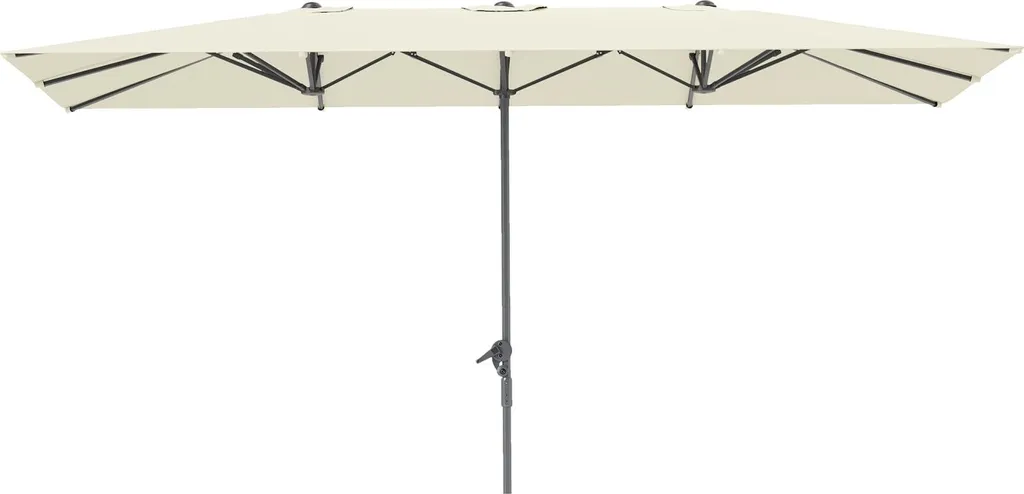 Double parasol 460 x 270 cm Aosom blanc crème avec manivelle et UV50+