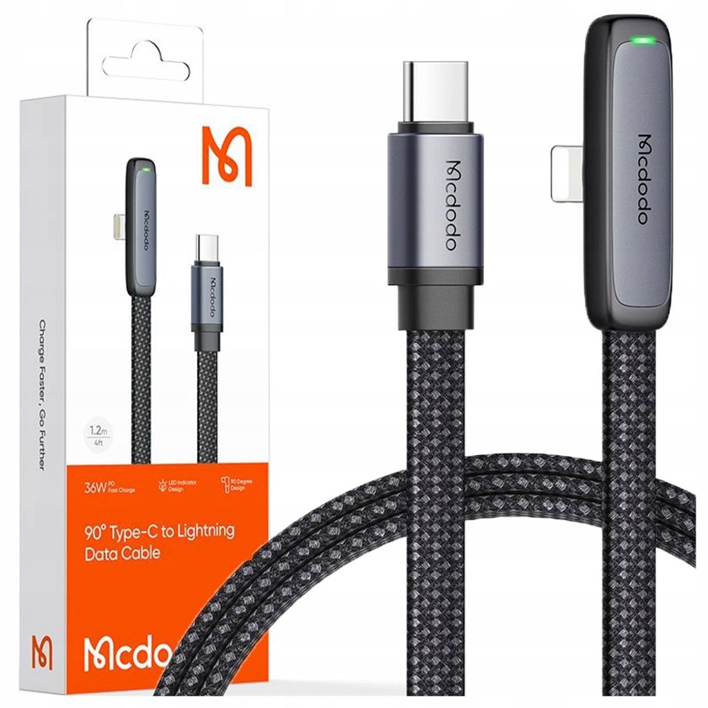 Mcdodo Cavo Angolare Usb-C Lightning Piatto 36W Per Iphone Immagine del prodotto 