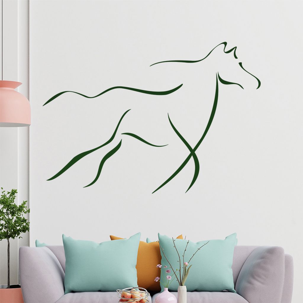 Pferd Linien Wandtattoo in 6 Größen - Wandaufkleber Wall Sticker - Dekoration, Küche, Wohnzimmer, Schlafzimmer, Badezimmer