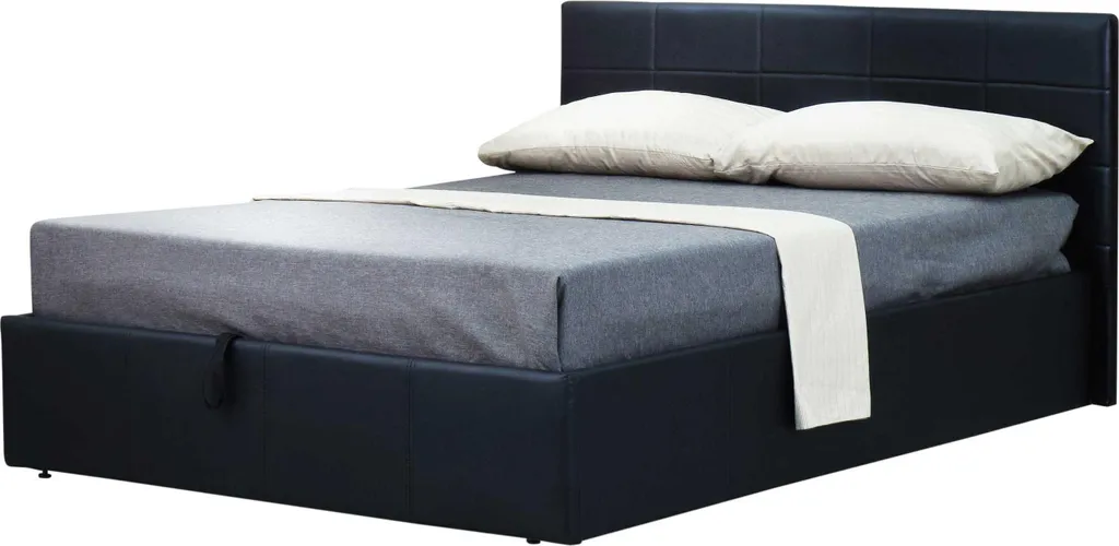 Lit 160x200 gain de place Chance noir avec grand coffre de rangement