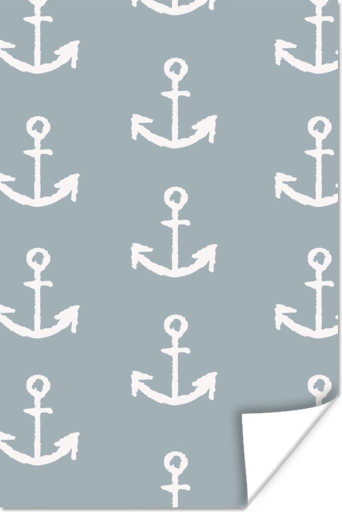 MuchoWow Poster Anker - Muster - Pastell 40x60 cm - Plakate für die Wand - Poster Babyzimmer