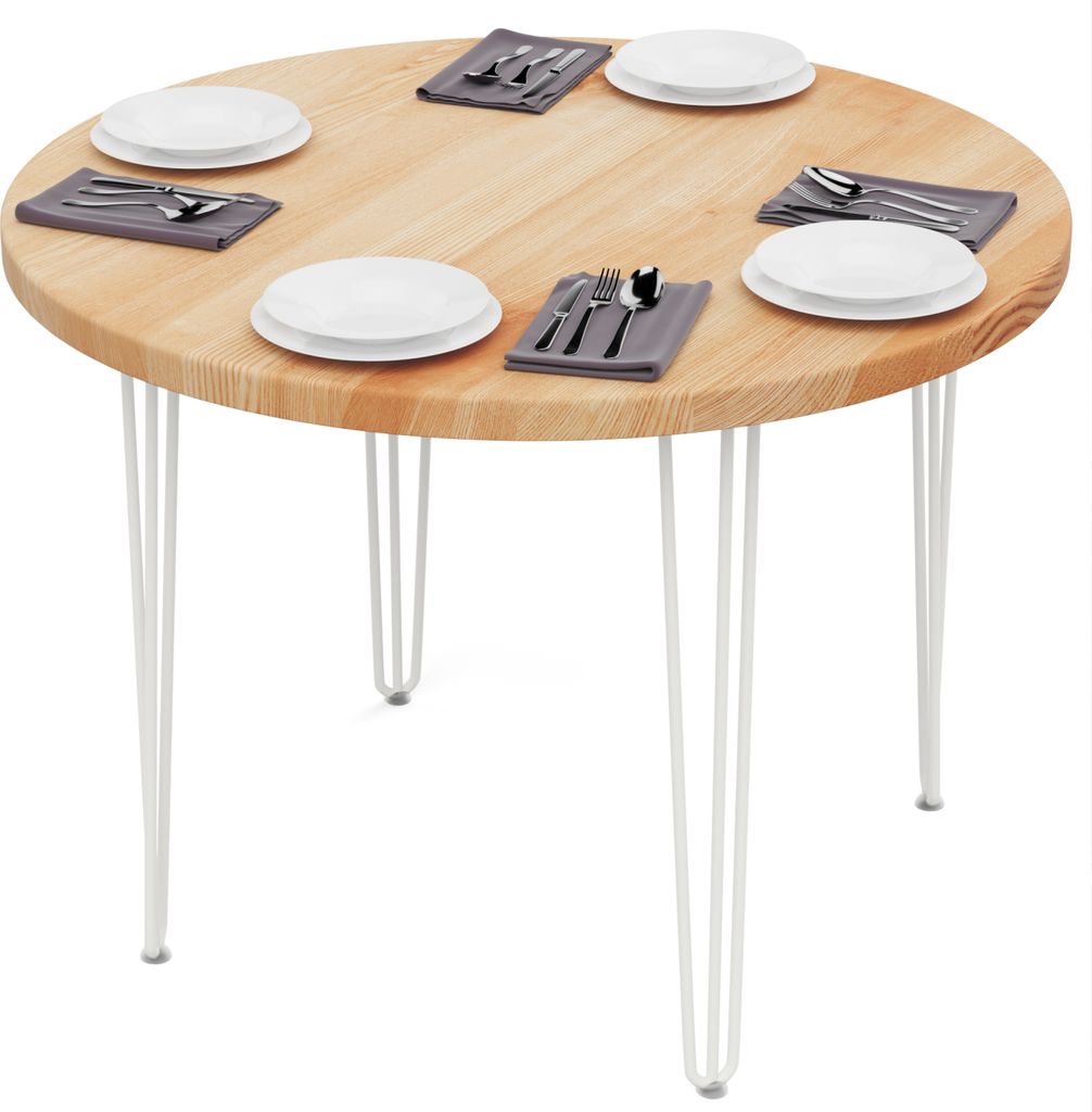 LAMO Manufaktur Esstisch rund 100 cm | Wohnzimmertisch Holz, Bistrotisch | Runder Tisch für Küche, Restaurant | Stärke: 40mm, Farbe: Natur, Bein...