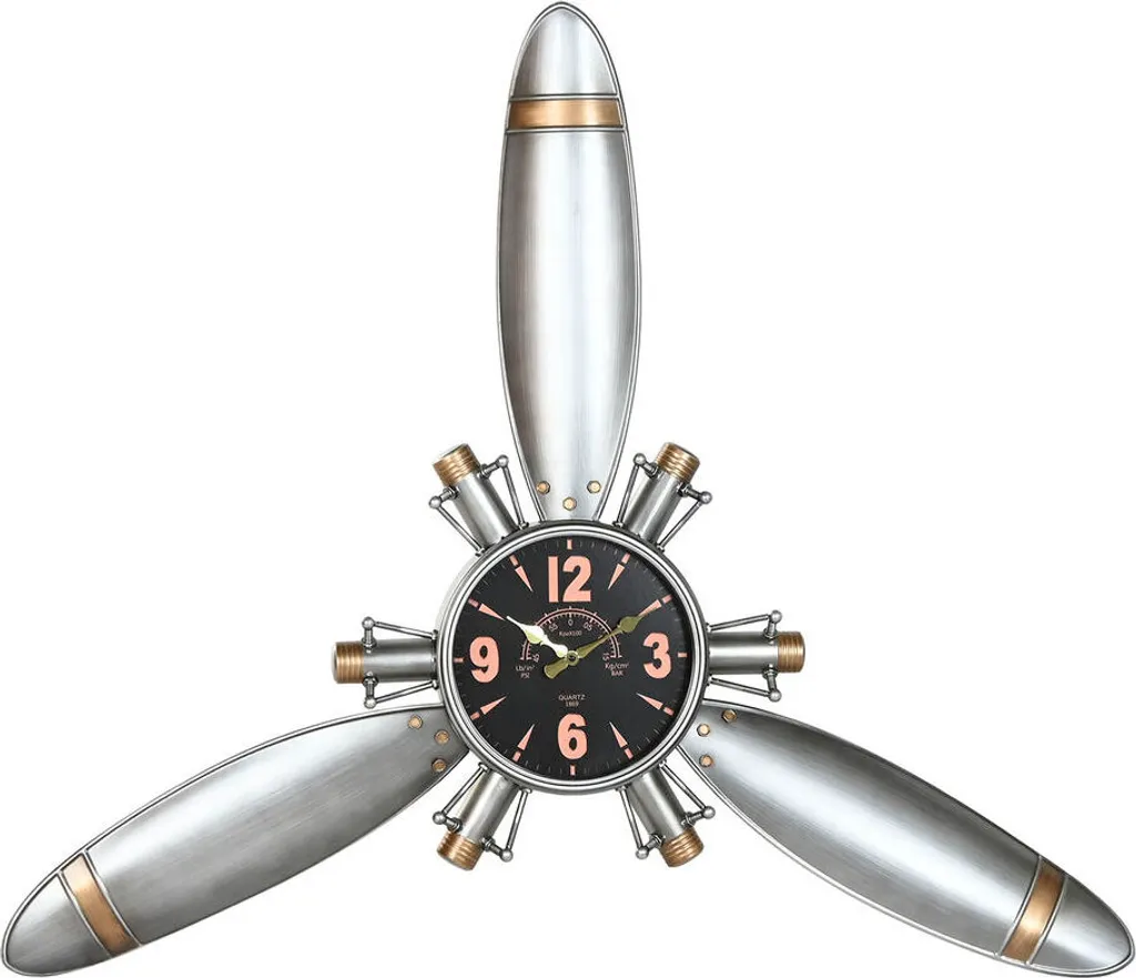 Horloge murale Home ESPRIT Hélice Vintage 121x7x106 cm Or Argent Métal