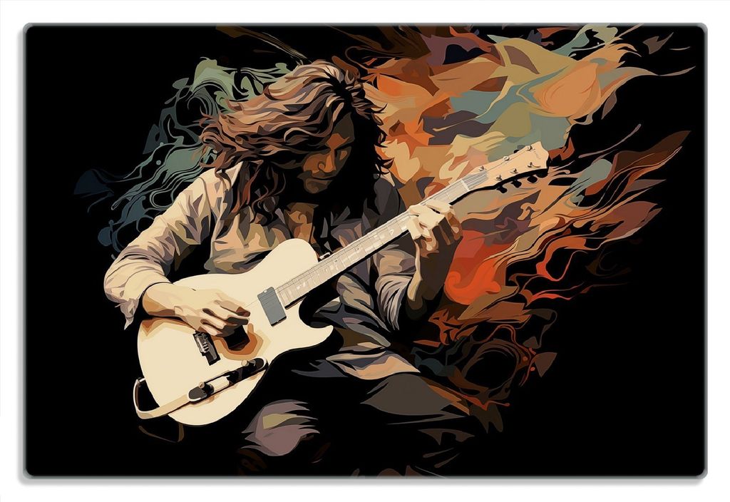 Wallario Frühstücksbrettchen aus Glas 20 x 30 cm mit rutschfesten Füßen, Motiv Gitarrensolo