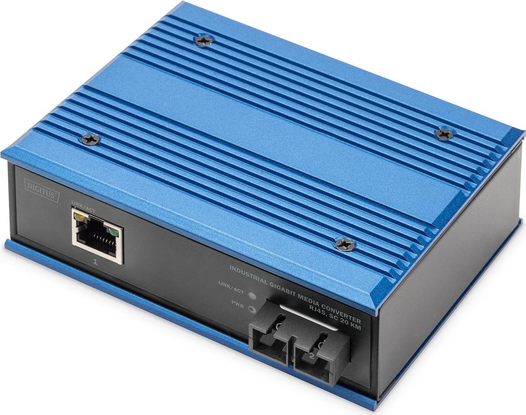 DIGITUS Industrieller Gigabit Medienkonverter RJ45 20 km