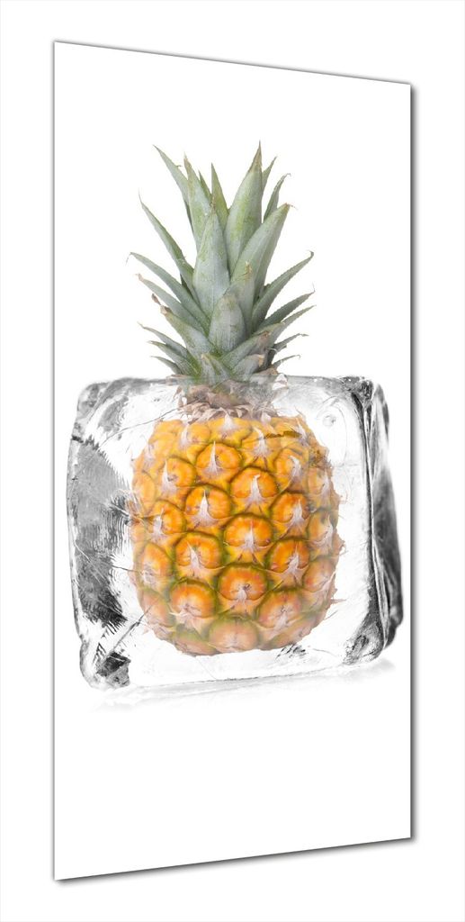 Wallario selbstklebende Duschrückwand 90 x 200 cm mit Motiv Ananas in Eiswürfel - Eiskaltes Obst - Wandverkleidung mit Hochglanzlaminat in Glasoptik