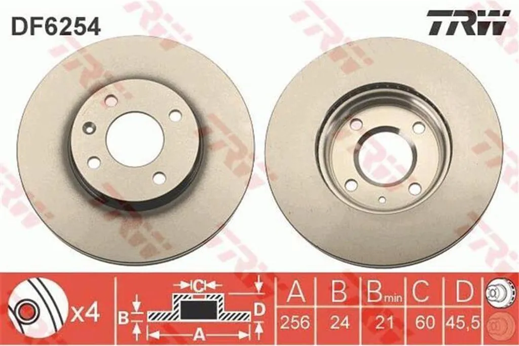 Kit Freinage Chevrolet Aveo T300 : 2 Disques TRW DF6254 Haute Sécurité
