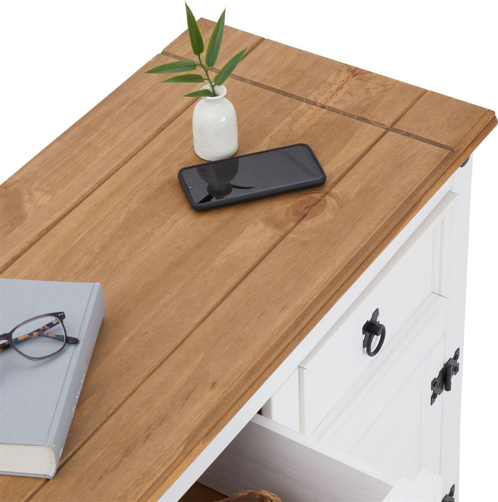 Sideboard CAMPO im Mexiko Stil Kommode Kiefer massiv weiß  Produktbild 4