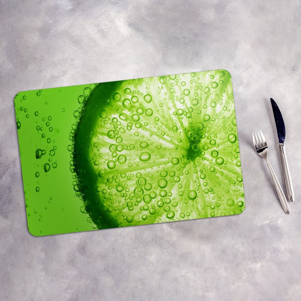 Tischset 4x45x30 cm Platzset Tischmatte Platzmatte Untersetzer - Limette Spritz Wasser
