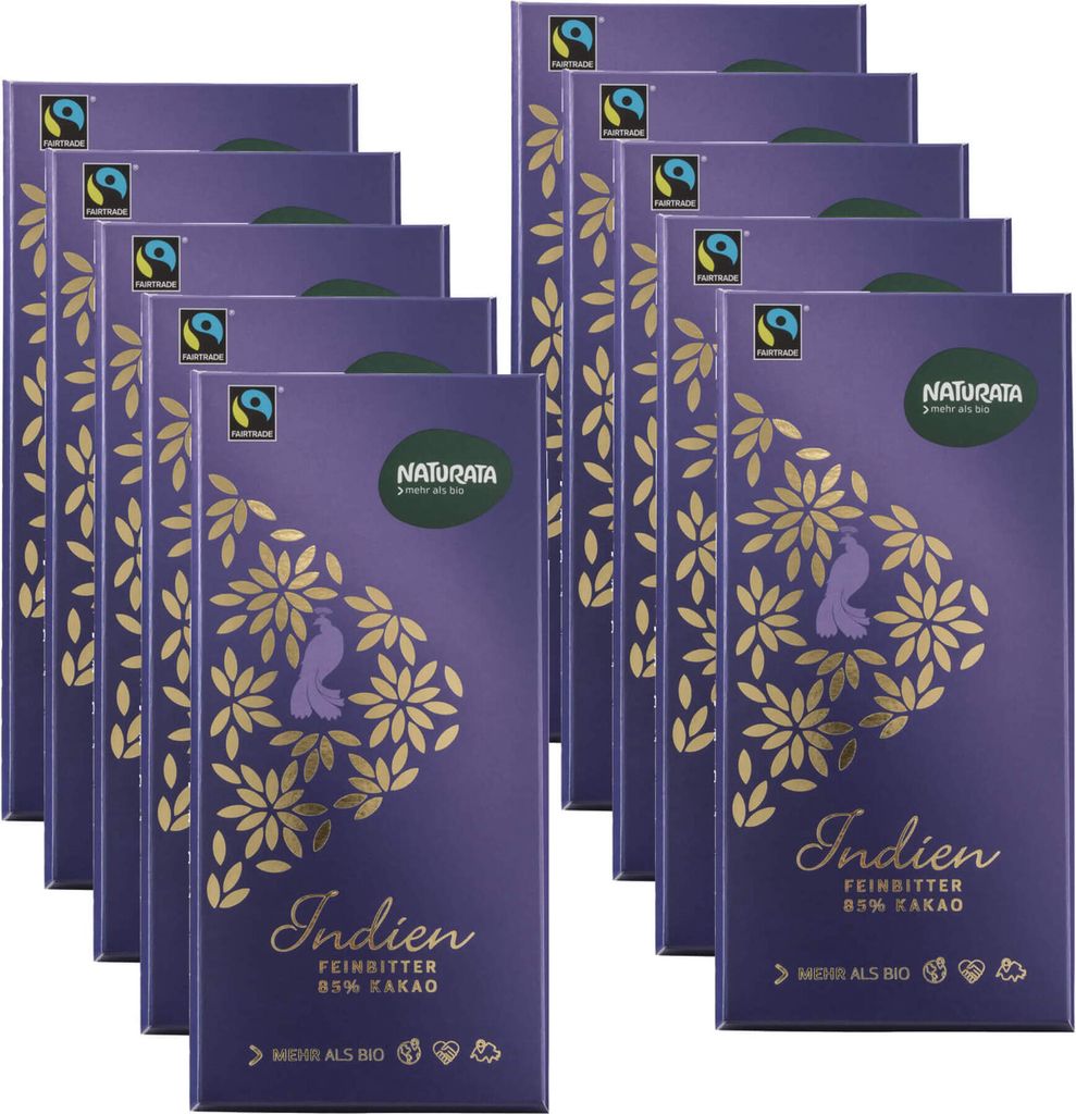 Indien Feinbitter 85%, 10 x 100 g Produktbild 