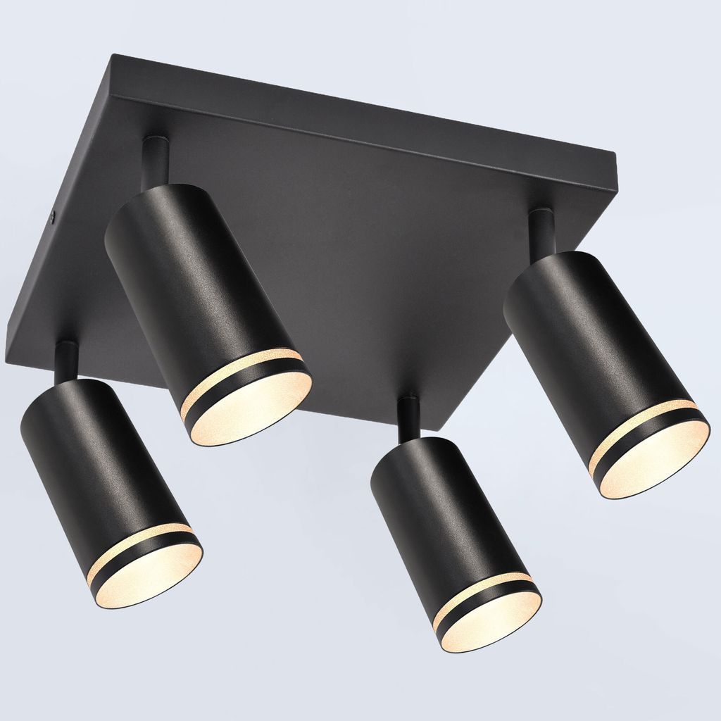 Prime Spot 867-4-BK Deckenleuchte mit Acrylring, Schwarz, 4x GU10