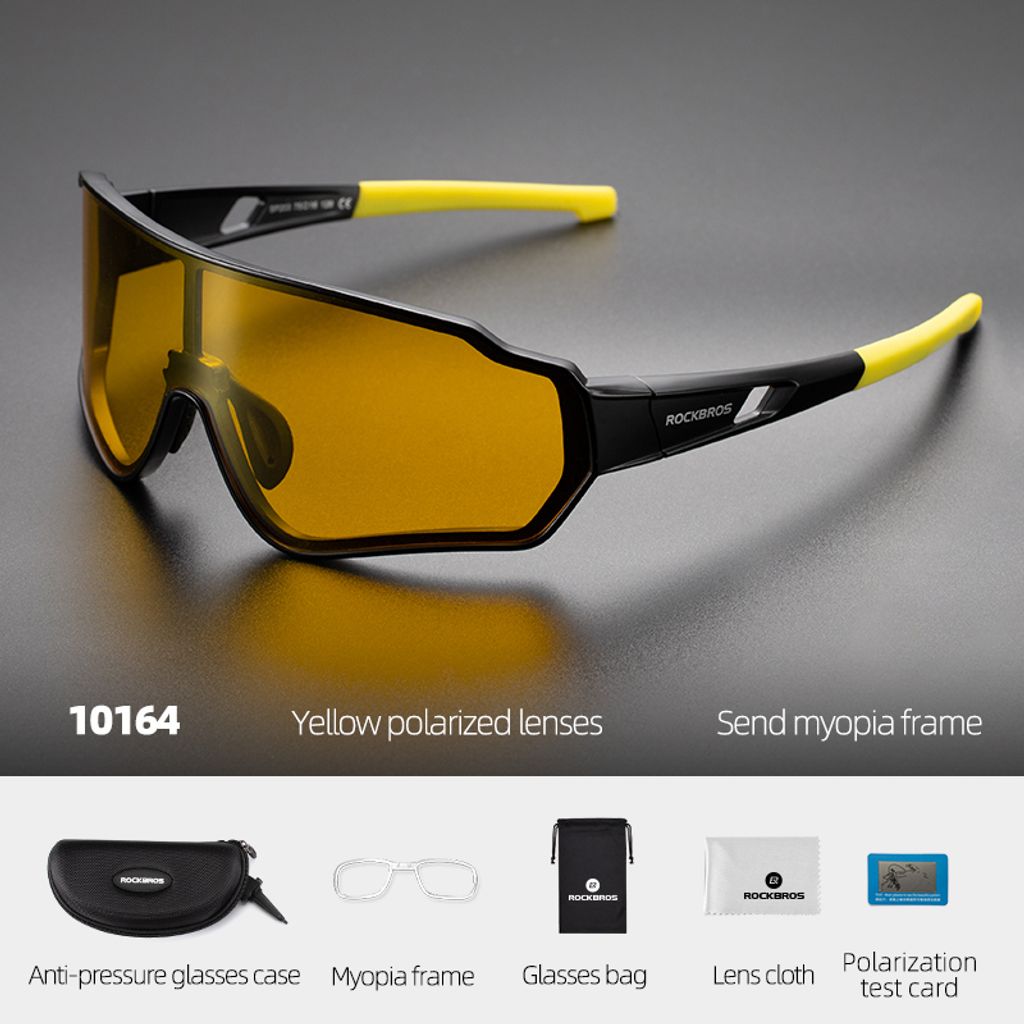 Rockbros 10164 Fahrrad Sportbrille mit polarisiertem schwarz-gelb 