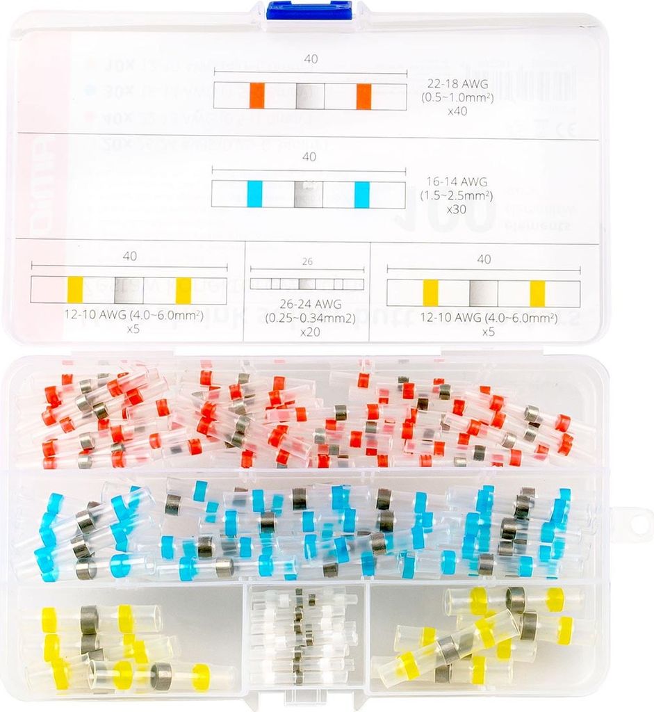 Schrumpfverbinder Set, verzinnt, 100 Stk, wasserdicht