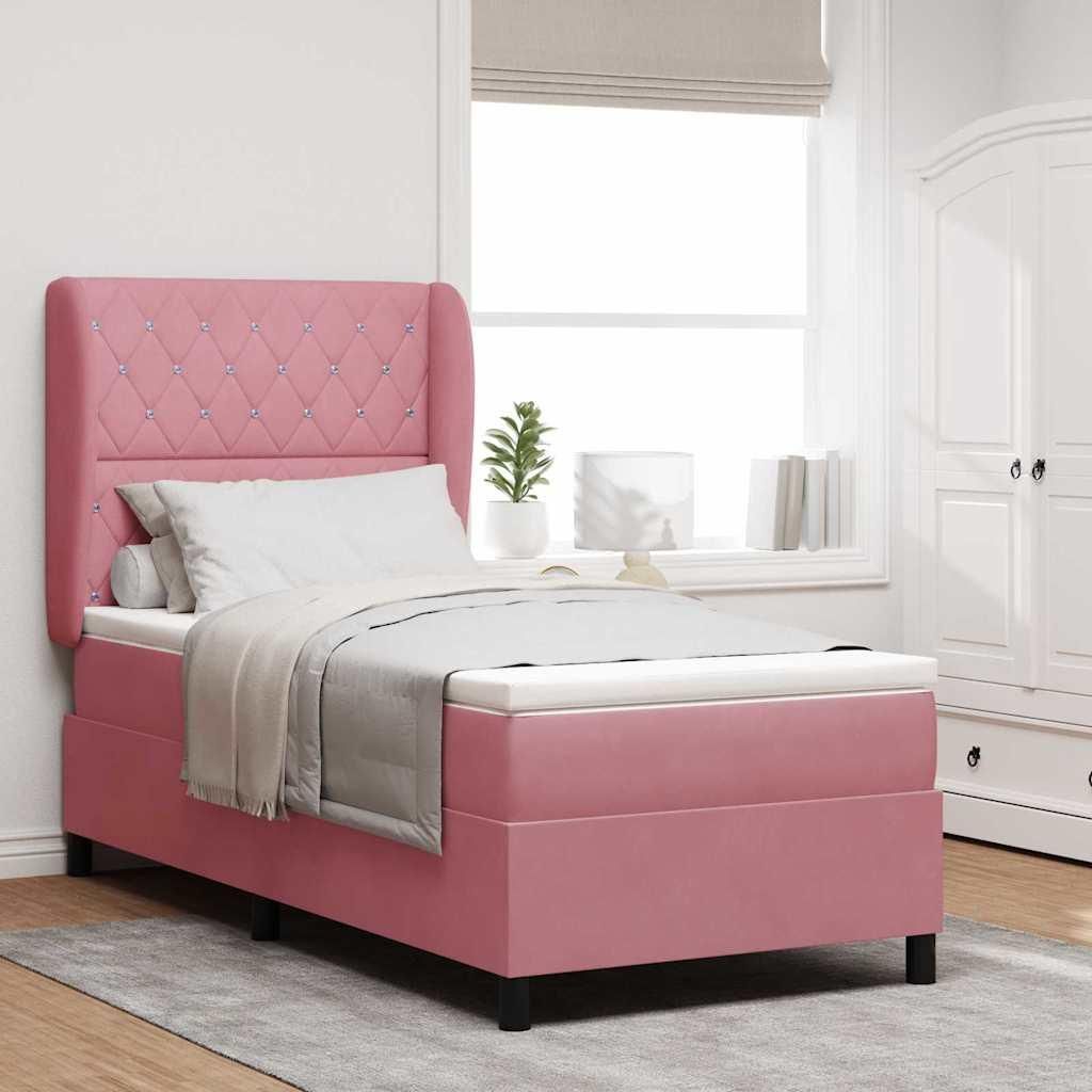 Maison Exclusive - Boxspringbett mit Matratze mit Kopfteil Rosa 190 x 90 cm Samt