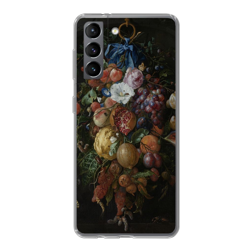 MuchoWow Handyhülle Schutzhülle Hülle für Samsung Galaxy S21 Früchte und Blumen - Gemälde von Jan Davidsz. de Heem Silikon Softcase Handy H...