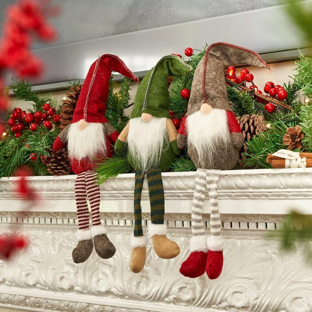 Kerstkabouter pluche - 51,5 x 11,5 cm - Set van 3 - Productafbeelding 