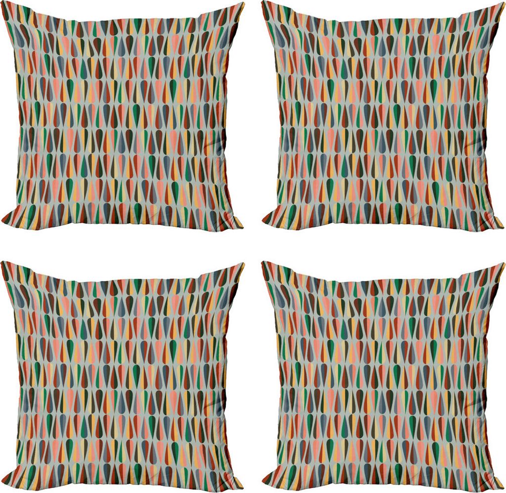 ABAKUHAUS Mitte des Jahrhunderts Kissenbezug Set (4 Stück), 2 Farbe Droplets, Moderner Doppelseitiger Digitaldruck, 60 cm x 60 cm, Mehrfarbig