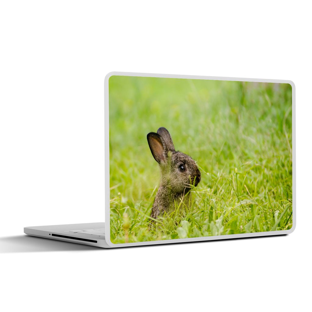 MuchoWow Laptop Aufkleber Sticker Cover Kaninchen - Baby - Gras 36.5x27.5 cm - Laptop-Sticker