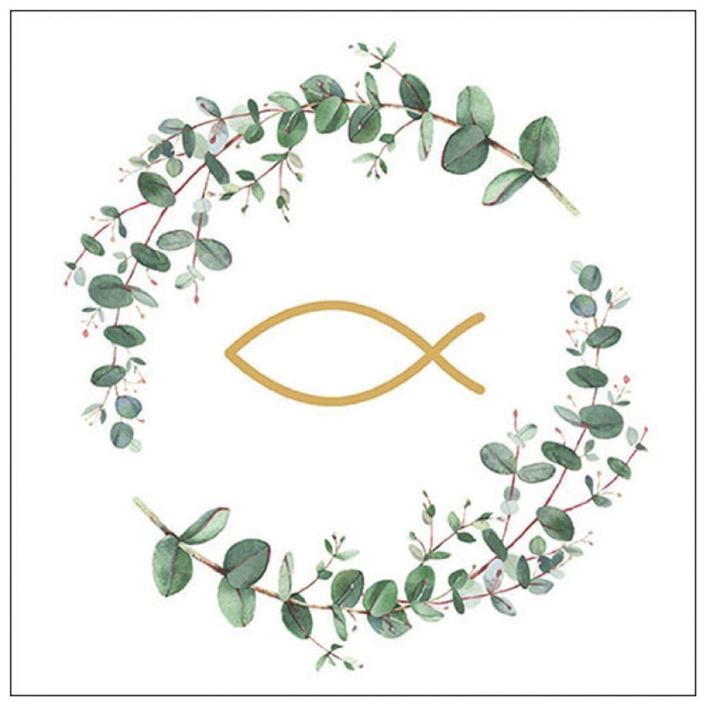 Servietten Papier 33x33cm 3-lag mit christlichem Ichthys Produktbild 