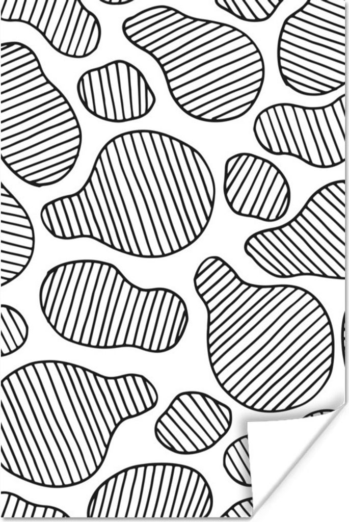 MuchoWow Poster Schwarz - Weiß - Muster 60x90 cm - Wanddekoration