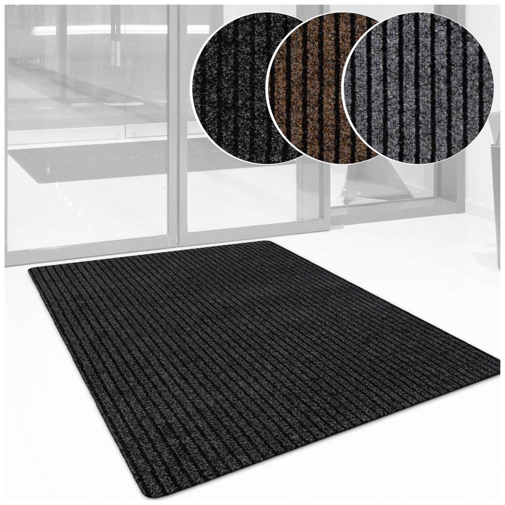 Fußmatte Türvorleger Schmurzfangmatte MiSCHA 90x150cm Breitschtreifen Schwarz Robust Wasserabweisend